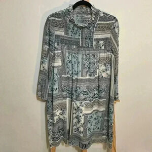 Stella & Julie floral long sleeve smock neck midi dress size 6